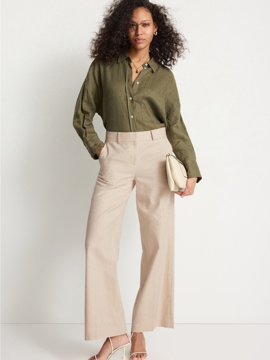 Michael Kors Pants - Wide-Leg High-Rise Trousers in Light Beige
